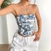 Aria Basics Aria Basics 2024 Summer Casual Versatile Cross-Border Women's Clothing: Printed, Elegant Cut, Sleeveless, Strapless Top, European_ecoleips.com