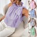 Women's Clothing European American Style Casual High Neck Tie Knot T-Shirt Top Women's Sleeveless Striped Lace_ecoleips.com