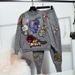 Floral Sequin Knit Set – Long Sleeve Sweater & Skinny Pants Two-Piece (S-XXL) | Grey & Black | European Streetwear_ecoleips.com