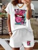 Women’s 2 Piece Outfit Set – Oversized Graphic T-Shirt And Biker Shorts Matching Set, Casual Summer Lounge Tracksuit For Daily Wear-344_ecoleips.com