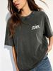 Women's Loose Fit Washed Fashion Top, Crew Neck Everyday Streetwear Tee_ecoleips.com