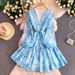 Early Summer Niche Ethereal Chiffon Print Dress For Women, Single Breasted, Slimming Waist, Sweet Ruffle Skirt_ecoleips.com