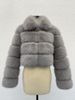 Women's Winter Faux Fox Fur Coat - Round Neck Spliced Artificial Fur Jacket, Fashionable & Warm Outerwear For Cold Weather_ecoleips.com
