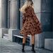 Aria Basics Aria Basics Foreign Trade European And American Women's Clothing 2025 Autumn Fashion V-neck Long Sleeve Leaf Pattern_ecoleips.com