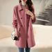 "Women's Wool-Blend Trench Coat - Double-Breasted Mid-Length Winter Coat With Padded Lining, Relaxed Fit, Korean Style In Classic Colors"_ecoleips.com