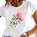European And American Cross-border Foreign Trade Women's Clothing Dandelion Plant Print Round-neck Short-sleeve T-shirt_ecoleips.com