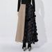 Women's Clothing Fashion Elegant Mesh Splicing Elastic Waist Large Size Long Skirt_ecoleips.com