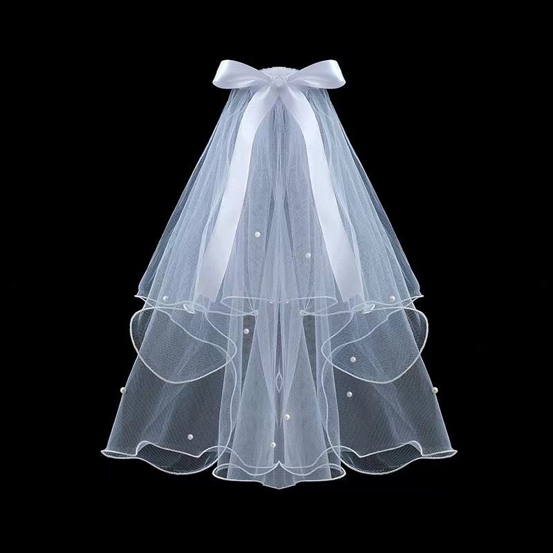 Elegant Pearl-Trimmed Black Veil For Photography, Halloween, And Bridal Styling – Multi-Layered Design With Soft Tulle Fabric_ecoleips.com