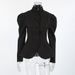 European And American Style Simple Breathable Black Puff Sleeve Waist-cinching Blazer For Women, 2025 Winter High-end_ecoleips.com