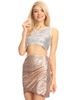 Fashion Women's Short Pleated Hem Bodycon Sequin Beaded Pencil Mini Skirt_ecoleips.com