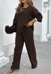 Women's Clothing Cotton Top Casual Minimalist Linen-Blend Two-Piece Set – Relaxed Tee & Tied-Waist Pants (Deep Red, Gray, Brown, Black)_ecoleips.com