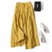 Muslim Loose And Drooping Art Cotton And Linen Wide Leg Skirt Pants Ladies Semi Elastic High Waist Thin Slim Nine Point Pants_ecoleips.com