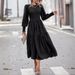 2024 Autumn/Winter New Women's Bohemian Style Round Neck Lantern Long Sleeve Casual Dress_ecoleips.com