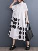 Black Vintage Polka Dot Shirt Dresses For Women Summer New In Short Sleeve Loose Casual Long Dress Fashion Elegant Clothes 2025_ecoleips.com