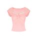 AD227 Sexy And Sweet Slimming Versatile Lace Buttoned Off-Shoulder Square Neck Sleeve T-Shirt Slim Fit Short Top_ecoleips.com