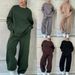 Women's Clothing Autumn And Winter Casual Loose Round Neck Long Sleeved Sweater Trousers Suit_ecoleips.com