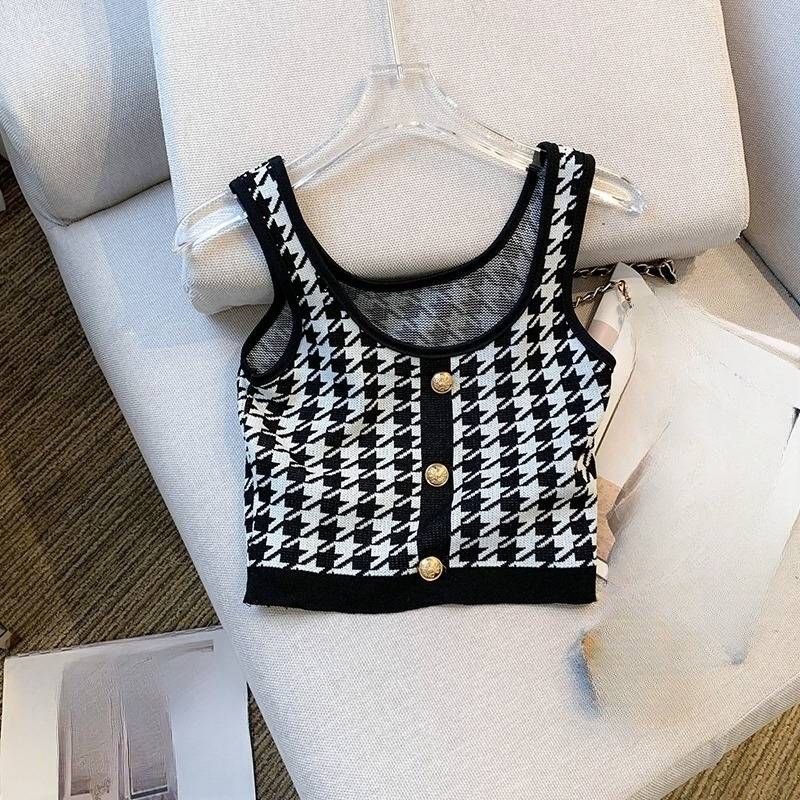 Women's Clothing New Summer Design Short Waist Baring Hot Girl Pure Vulgar Style Knitted Camisole Vest For Women_ecoleips.com