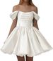 Elegant Satin Off-Shoulder Cocktail Dress A-Line Short Party Wear for Birthdays And Evening Events Women's Clothing_ecoleips.com