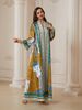2026 New Muslim Cross-Border Dress, Women's Long Sleeve Printed Rhinestone Water Drill Long Skirt, Fashionable And Elegant_ecoleips.com