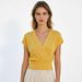Skin-Friendly Loose Breathable V Neck Knit Short Sleeve Top_ecoleips.com
