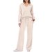 Women's Long Sleeved Drawstring Trousers Suit Solid Color Commuter Autumn Winter Fashion Casual Set Style_ecoleips.com