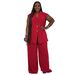 Plus Size V-Neck Sleeveless Two Piece Set Casual American Style Fashion Spring/Summer Pant Suit_ecoleips.com