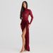 Elegant Lace See-Through Bodysuit & High-Slit Maxi Dress Set – Sexy Backless Two-Piece Outfit For Women_ecoleips.com