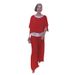 Solid-Color Set With Round-Neck, Glittery Sequins, And Bat-Print Pattern; Wide-Leg Pants For Women_ecoleips.com