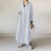 "Bohemian Striped Cotton Cardigan Dress – Loose Fit Long Sleeve Ethnic Tunic, Spring & Autumn Layering Essential"_ecoleips.com