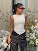 Women's Y2K Double-layer Lace Slim Shoulder Strap Vest - Asymmetrical Hem, Round Neck, Lightweight Summer Shirt,_ecoleips.com
