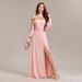 Women's Clothing Multi Wear Elegant Tube Top Elastic Long Sleeve Back Zipper High Slit Dress A Line Chiffon Dress_ecoleips.com