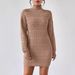 Slim-Fit Ribbed Knit Dress – Versatile Mock Neck Long Sleeve Bodycon Dress For Women (Black/White/Wine, S-XL)_ecoleips.com