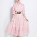 Elegant V-Neck Floral Lace Trim Midi Dress With Flared Hem - A-Line Princess Style For Women Lightweight_ecoleips.com