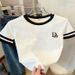 2026 Women's Color Block T-Shirt Round Neck Loose Short Sleeve Casual Top Cross Border Spot Goods_ecoleips.com