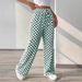 Women's Clothing Women's Plaid Print Straight Wide Leg Pants New Style_ecoleips.com