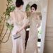 Champagne Mermaid Evening Gown For Women, Elegant Long Formal Dress For Birthday Party, Prom, Engagement, Cocktail_ecoleips.com