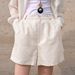 White High-Waisted Linen Shorts for Women Size 26 Summer Relaxed Casual Style Pure Linen Bottoms_ecoleips.com