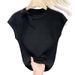Bandage Round Neck Ice Silk Short Sleeved Knitted T Shirt For Women In Summer 2025 New Slim And Versatile Small Flying Sleeves Top_ecoleips.com