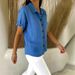 Women's Solid Color Collared Shirt Button Down Casual Loose Fit Short Sleeve T-Shirt Spring/Summer Top For Comfortable Wear_ecoleips.com