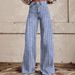 Women's Clothing Striped Wide Leg Straight Leg Flared Jeans For Women_ecoleips.com