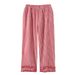 2025 Simple Plaid Home Pants Pure Cotton Double-layer Gauze Women's Pajama Pants Autumn Thin Casual Elastic Waist Sleep Bottoms_ecoleips.com