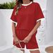 Women's Summer Pajama Set Striped Fashion Color Block Short Sleeved Homewear_ecoleips.com