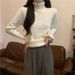girl Sweater Warm Thickened One-piece Fleece Knitted Slim Fit Half Turtleneck Base Shirt Autumn Winter Women's Top_ecoleips.com