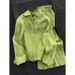 Women's Clothing Women's Lazy Relaxed Two Piece Suit Green Imitation Linen High End Style Wide Leg Pants Shirt Summer_ecoleips.com