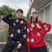 girl Autumn Winter Couple Outfit New Year Cross-Border Christmas Red Lazy Loose Pullover Knitted Sweater Coat For Women_ecoleips.com