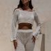 Resort Style Hollow Out Pants Sexy Fashion Sun Protection Design Beach Round Neck Long Sleeve Women's Set_ecoleips.com
