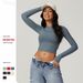 Zechuang Tight Sports T Shirt Quick Drying Long Sleeved Yoga Clothes Pilates Running Sports Fitness Long Sleeved Top 8743_ecoleips.com