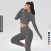 Women's Clothing Yoga Suit Two Sexy Fitness Wear Sports Long Sleeve Striped Solid Color High Waist Striped Trousers_ecoleips.com