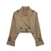 Spring 2027 Fashion European-USA Style Outerwear Women Polyester Lapel Raglan Sleeve Casual Loose Short Jacket_ecoleips.com