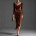 Velvet Wrap Dress With Thigh Slit – Women’s Slim-Fit Long Sleeve Bodycon Dress With Ruffle Details (Black/Red/Burgundy, S-XXL)_ecoleips.com